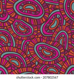 Hand drawn  ethnic seamless pattern. Festive tribal endless background.  Vector backdrop. Bright pattern. Summer template. Use for wallpaper,pattern fills, web page background