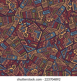 Hand Drawn Ethnic Seamless Pattern in Tribal Style