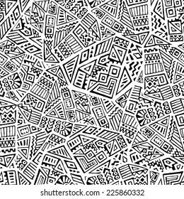 Hand Drawn Ethnic Seamless Pattern in Tribal Style