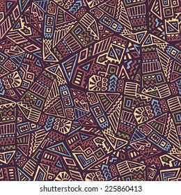 Hand Drawn Ethnic Seamless Pattern in Tribal Style