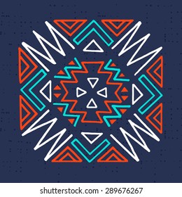 Hand drawn ethnic seamless pattern with grunge effect. Tribal  traditional pattern of American indians. Use for wallpaper, pattern fills, web page background, surface textures. Zigzag and stripe line