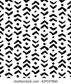 Hand Drawn Ethnic Seamless Pattern. Simple background for textile design.