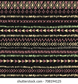 Hand drawn Ethnic seamless pattern. Aztec geometric background. 
