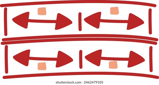Hand Drawn Ethnic Style Border. Isolated on White Background. Vector Illustration.