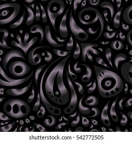 Hand drawn ethnic texture, flight of imagination. Vector illustration. Seamless abstract tribal pattern in neutral and gray colors.
