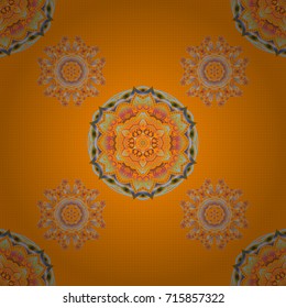 Hand drawn ethnic texture, flight of imagination. Vector illustration. Seamless abstract tribal pattern in orange, pink and purple colors.