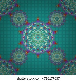 Hand drawn ethnic texture, flight of imagination. Vector illustration. Seamless abstract tribal pattern in gray, brown and yellow colors.