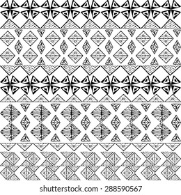 Hand drawn ethnic tribal pattern. Vector seamless texture