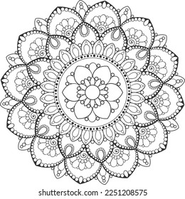 Mandala étnica dibujada a mano aislada