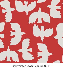 Hand drawn ethno style ornament birds. Abstract trendy print. Fashionable vector template for your design.

