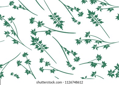 Hand Drawn Eucalyptus Seamless Pattern. Vintage Background with Beautiful Vector Eucalyptus Palm Fern, Green Leaves, Tropical Foliage. Eucalyptus Seamless Pattern for Wedding Design, Textile, Print.