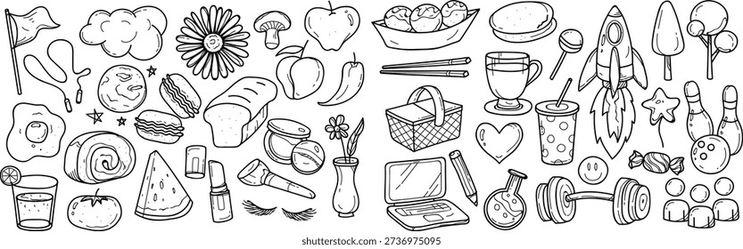 Hand drawn everyday objects and miscellaneous doodle collection