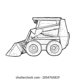 Hand drawn excavator, vector illustration