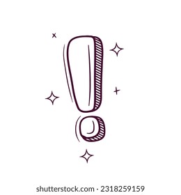 Hand Drawn Exclamation Mark. Doodle Vector Sketch Illustration