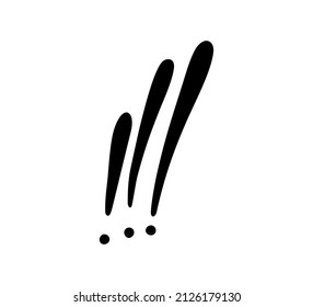 Hand drawn exclamation mark. Hazard warning hand draw symbol. Attention doodle icon. Exclamation mark icon. Vector illustration isolated in doodle style on white background.