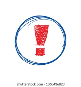 signo de exclamación dibujado a mano sobre fondo blanco