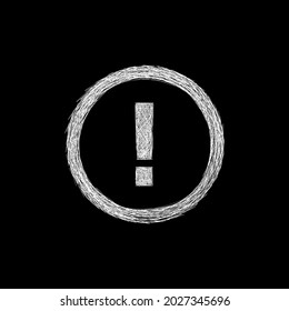 hand drawn exclamation mark on black background. scribble exclamation mark