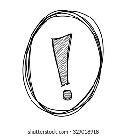 Hand drawn exclamation mark on White background