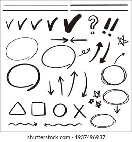 
Hand Drawn Exclamation Mark Question Mark Check Mark Asterisk Arrow