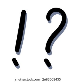 Clipart de signo de exclamación y signo de interrogación dibujado a mano