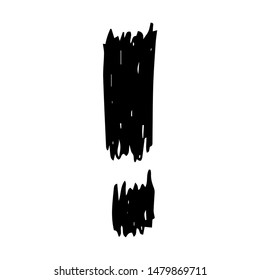 Hand drawn exclamation mark symbol. Black sketch exclamation mark symbol on white background. Vector illustration