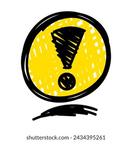 hand drawn exclamation mark. exclamation symbol inside scribble circle
