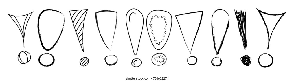 Hand drawn exclamation marks - banner. Vector.