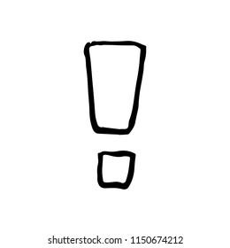 Hand Drawn exclamation point doodle. Sketch style icon. Decoration element. Isolated on white background. Flat design. Vector illustration.