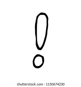 Hand Drawn exclamation point doodle. Sketch style icon. Decoration element. Isolated on white background. Flat design. Vector illustration.