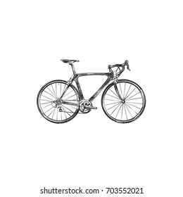 Hand Drawn Exercise Riding Sketch Symbol. Vector Road Velocity Element In Trendy Style.