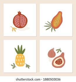Hand drawn exotic fruit for postcard, fabric, invitation