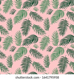 Hand drawn exotic leaves seamless pattern, summer background, great for textiles, banners, wallpapers, wrapping - vector design