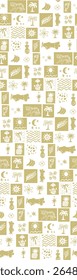 Hand drawn exotic summer vibe retro doodle style,vector,motifs,aztec style, seamless pattern, ancient, palm trees, monochrome, colorful, suitable for 
textile, design, elements, bikini, top