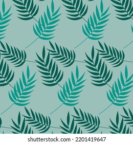 Hand drawn exotic vector palm tree leaves pattern