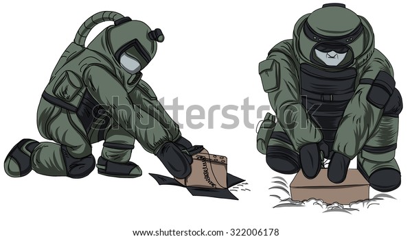 Hand Drawn Explosive Ordnance Disposal Eod Stock Vector (Royalty Free