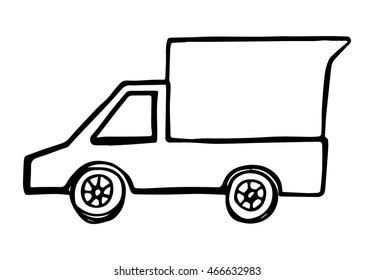 Hand drawn Express Delivery Van. A hand drawn vector illustration of a delivery van. 
