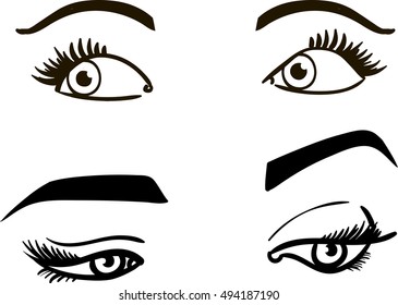Hand drawn eye, black isolation vector on white background