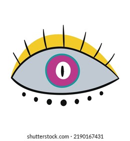 Hand drawn eye. Doodle evil c trendy symbols isolated vector illustration. Luck amulets and talismans