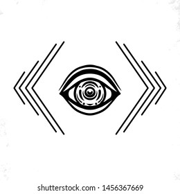 Hand drawn eye. Doodle style. The third eye vector illustration.