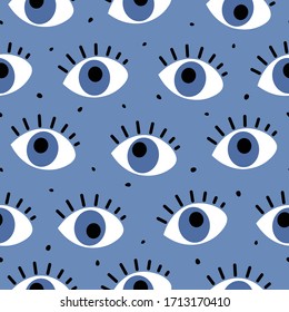 hand drawn eye doodles seamless pattern background, modern design vector illustration