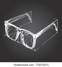 Hand drawn eye glasses. Vecor stock illustration