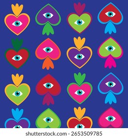 Hand drawn eye pattern. Evil eye symbol set. Fatima drawing. Illustration.