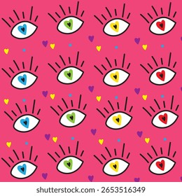 Hand drawn eye pattern. Evil eye symbol set. Fatima drawing. Illustration.