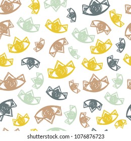 hand drawn eye seamless pattern to be printed in textiles or made into wallpaper