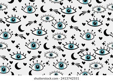 hand drawn eye seamless pattern for background,wallpaper,fabric,wrapping,cover,etc