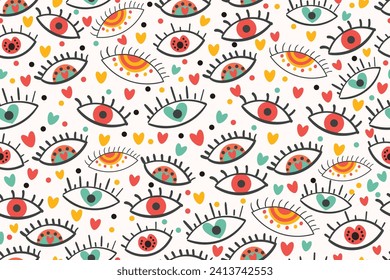 hand drawn eye seamless