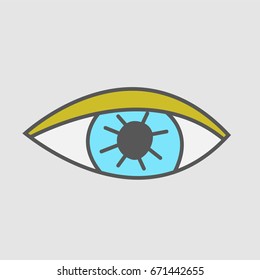 Hand drawn eye. Stickers patch.