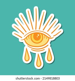 hand drawn eye tears vintage doodle illustration for tattoo stickers poster etc