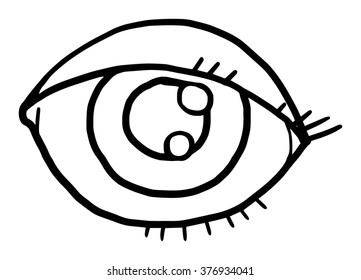 Hand drawn, eye, vector illustration, isolated on white