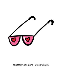 Mano dibujó anteojos con corazones. Ilustración del vector
